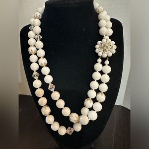 Japan vintage double strand white necklace